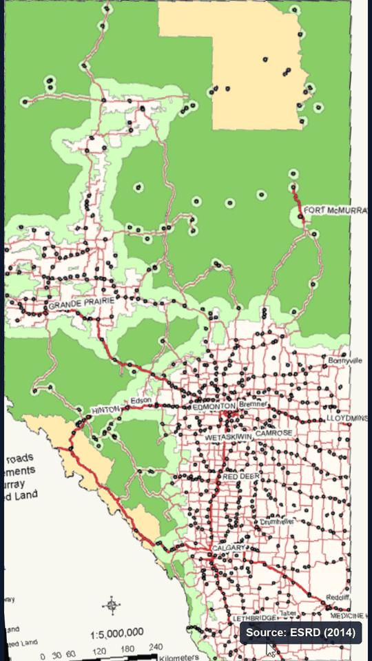 Mapping the Remote Green Zone: Free Alberta GIS Data for the ESRD 2014 Remote Forested Sites Classification